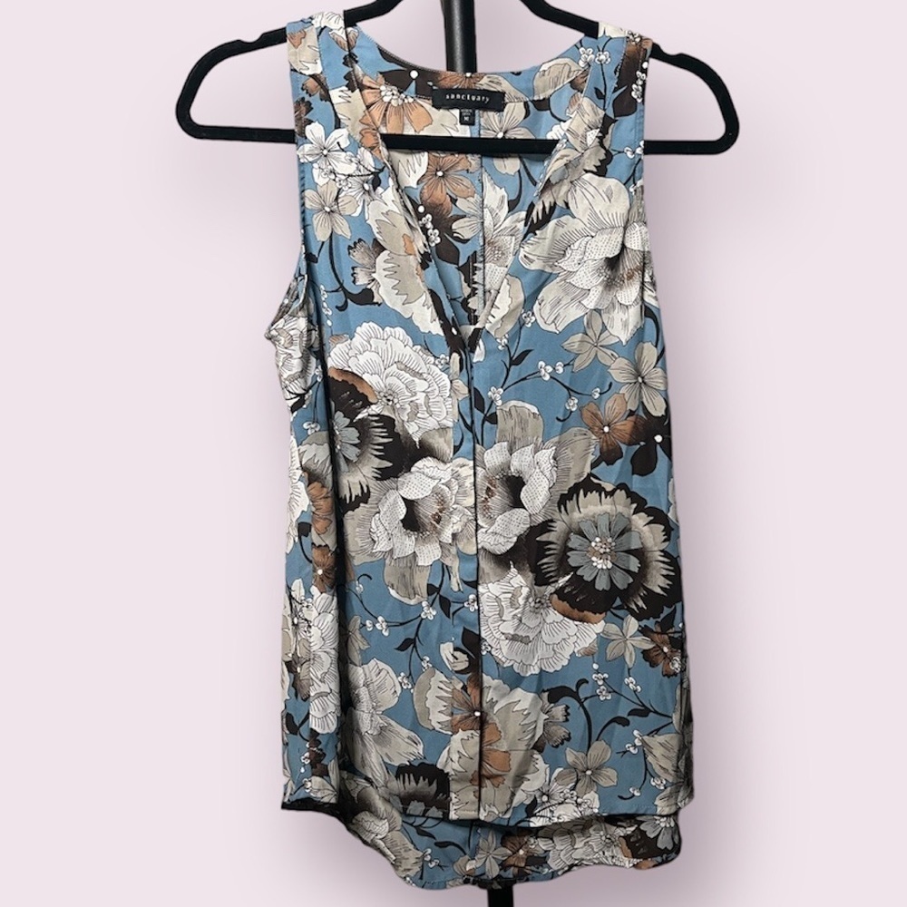 Sanctuary Blue and Brown Floral Blouse Medium - Picture 5 of 13